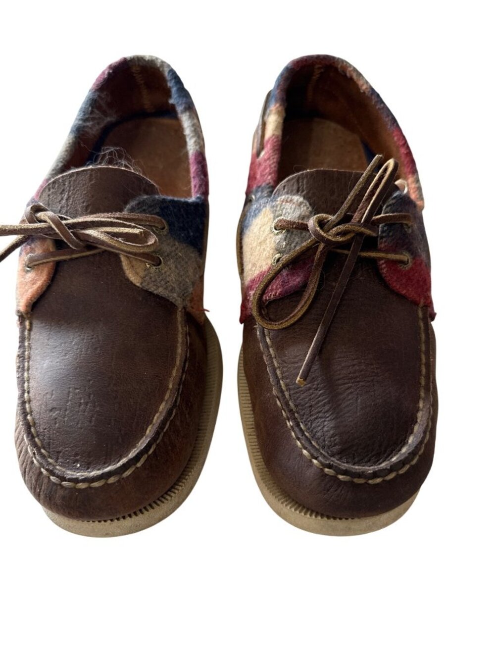 Sperry Top-Sider Mens 11M Leather & Wool Boat Shoes STS11482 Multi-Color